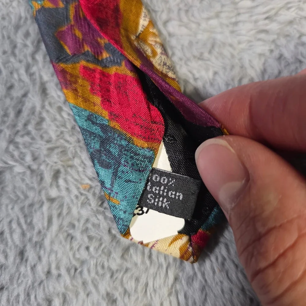 Mario Valentino Mens OS‎ Necktie Multicolor Abstract Geometric Italian Silk Tie